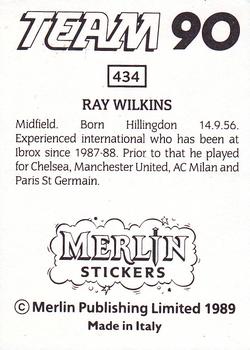 1990 Merlin Team 90 #434 Ray Wilkins Back