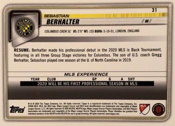 2020 Bowman MLS #31 Sebastian Berhalter Back