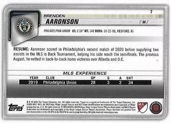 2020 Bowman MLS - Blue #7 Brenden Aaronson Back