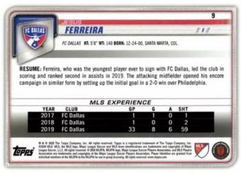 2020 Bowman MLS - Yellow #9 Jesus Ferreira Back