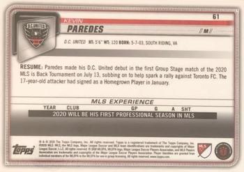 2020 Bowman MLS - Yellow #61 Kevin Paredes Back