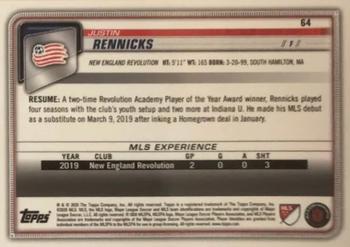 2020 Bowman MLS - Yellow #64 Justin Rennicks Back