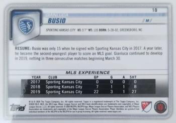 2020 Bowman MLS - Orange #10 Gianluca Busio Back