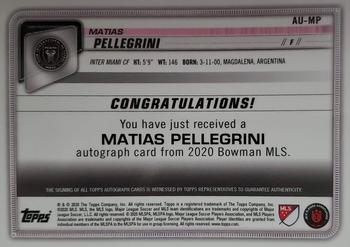 2020 Bowman MLS - Autographs #AU-MP Matias Pellegrini Back