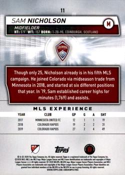 2020 Topps MLS #11 Sam Nicholson Back
