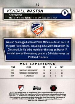 2020 Topps MLS #89 Kendall Waston Back