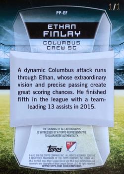 2016 Topps MLS - Presence of the Pitch Autographs Black #PP-EF Ethan Finlay Back