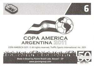 2011 Panini Copa América #6 Estadio Padre Ernesto Martearena Back
