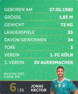 2018 REWE Weltmeister Sonderalbum DFB #6 Jonas Hector Back