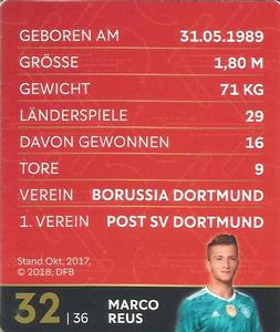 2018 REWE Weltmeister Sonderalbum DFB #32 Marco Reus Back