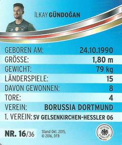 2016 REWE Offizielles DFB #16 Ilkay Gundogan Back