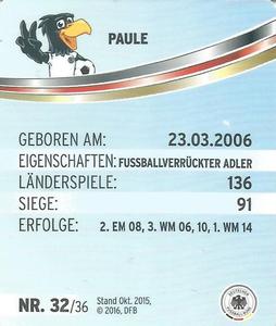 2016 REWE Offizielles DFB #32 Paule Back