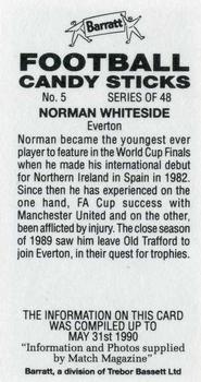 1990-91 Barratt Football Candy Sticks #5 Norman Whiteside Back