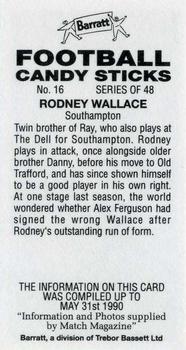 1990-91 Barratt Football Candy Sticks #16 Rod Wallace Back