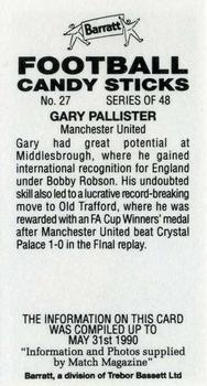 1990-91 Barratt Football Candy Sticks #27 Gary Pallister Back
