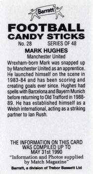 1990-91 Barratt Football Candy Sticks #28 Mark Hughes Back
