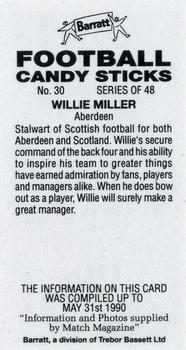 1990-91 Barratt Football Candy Sticks #30 Willie Miller Back