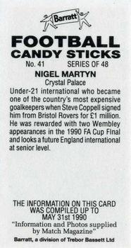 1990-91 Barratt Football Candy Sticks #41 Nigel Martyn Back