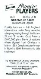 1994 Barratt Premier Players #8 Graeme Le Saux Back