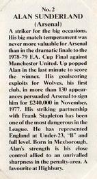 1981 Shoot Magazine Top 20 Strikers #2 Alan Sunderland Back