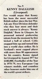 1981 Shoot Magazine Top 20 Strikers #9 Kenny Dalglish Back
