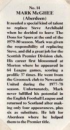 1981 Shoot Magazine Top 20 Strikers #14 Mark McGhee Back