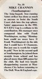 1981 Shoot Magazine Top 20 Strikers #18 Mick Channon Back