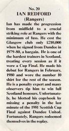 1981 Shoot Magazine Top 20 Strikers #20 Ian Redford Back