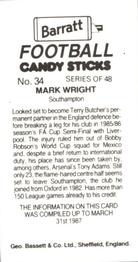1987 Barratt Football Candy Sticks #34 Mark Wright Back
