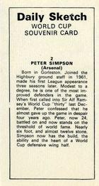 1970 Daily Sketch World Cup Souvenir #2 Peter Simpson Back