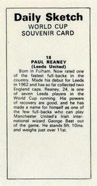 1970 Daily Sketch World Cup Souvenir #18 Paul Reaney Back
