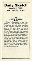 1970 Daily Sketch World Cup Souvenir #37 Gianni Rivera Back