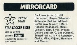 1971-72 The Mirror Mirrorcard Star Soccer Sides #8 Ipswich Town Back