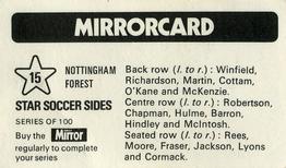 1971-72 The Mirror Mirrorcard Star Soccer Sides #15 Nottingham Forest Back
