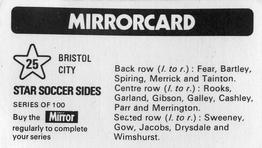 1971-72 The Mirror Mirrorcard Star Soccer Sides #25 Bristol City Back