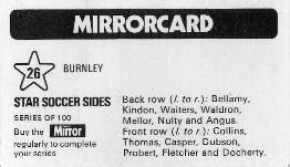 1971-72 The Mirror Mirrorcard Star Soccer Sides #26 Burnley Back