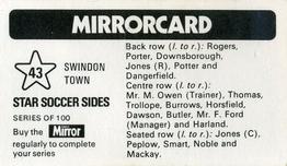 1971-72 The Mirror Mirrorcard Star Soccer Sides #43 Swindon Town Back