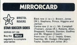 1971-72 The Mirror Mirrorcard Star Soccer Sides #52 Bristol Rovers Back