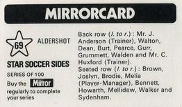 1971-72 The Mirror Mirrorcard Star Soccer Sides #69 Aldershot Town Back