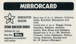 1971-72 The Mirror Mirrorcard Star Soccer Sides #78 Doncaster Rovers Back