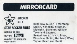 1971-72 The Mirror Mirrorcard Star Soccer Sides #83 Lincoln City Back