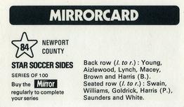 1971-72 The Mirror Mirrorcard Star Soccer Sides #84 Newport County Back