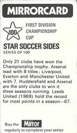 1971-72 The Mirror Mirrorcard Star Soccer Sides #100 First Division Championship Cup Back