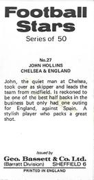 1974-75 Bassett & Co. Football Stars #27 John Hollins Back