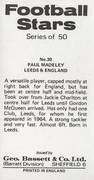 1974-75 Bassett & Co. Football Stars #30 Paul Madeley Back