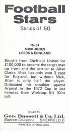 1974-75 Bassett & Co. Football Stars #31 Mick Jones Back