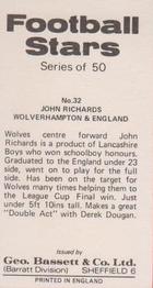 1974-75 Bassett & Co. Football Stars #32 John Richards Back