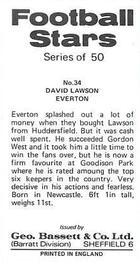 1974-75 Bassett & Co. Football Stars #34 David Lawson Back