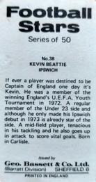 1974-75 Bassett & Co. Football Stars #38 Kevin Beattie Back