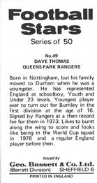 1974-75 Bassett & Co. Football Stars #49 Dave Thomas Back